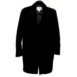 JOE FRESH Women’s Black Car Coat Pea Coat Midi Length Notched Collar Size M